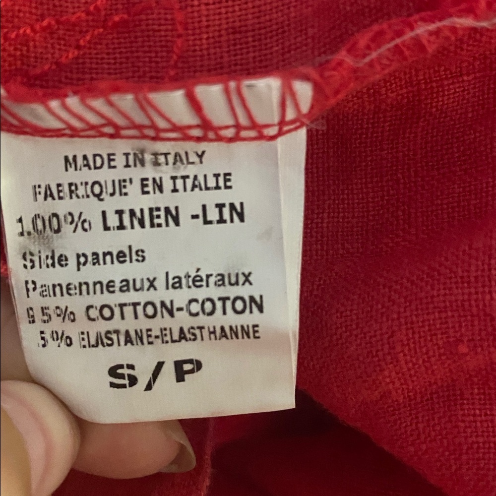 Lina Tomei Red linen embroidered floral sleeveless dress size Small - Picture 14 of 14